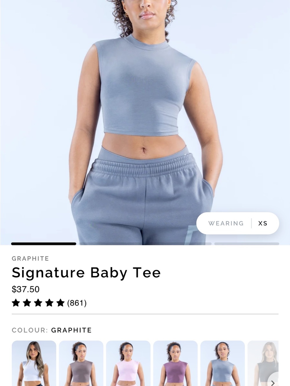 Signature Baby Tee - Graphite Cropped Muscle Tank